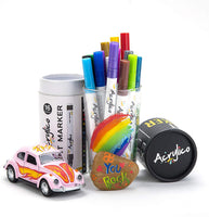 Juego de rotuladores acrílicos con 16 rotuladores acrílicos vibrantes, punta extrafina, no tóxico, tinta opaca - Arteztik
