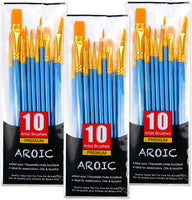 Juego de pinceles de pintura acrílica, 2 paquetes / 20 cepillos de pelo de nailon para todo tipo de acuarelas, pintura al óleo, kits profesionales - Arteztik
