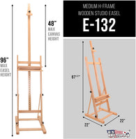 U.S. Art Supply - Caballete de madera en forma de H con bandeja de almacenamiento para artistas, ajustable a 95.7 in de altura, sostiene lienzo a 48.0 in, soporte de madera de haya resistente, soporte de piso, pinturas de exhibición, retratos - Arteztik
