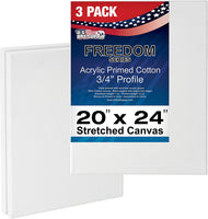 U.S. Art Supply 20 x 24 pulgadas lienzo estirado, 12 onzas, imprimado, paquete de 6 unidades, color blanco profesional de 0.7 in, peso pesado, sin ácidos gesos, pintura acrílica, pintura al óleo, 3 - pack, paquete de de 3 - Arteztik
