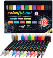 Bolígrafos de pintura – 12 bolígrafos de pintura acrílica, kit de pintura de roca para pintar rocas, guijarros, vidrio, cerámica, madera, porcelana permanente a base de agua impermeable rotuladores con punta reversible de 3 a 0.197 in - Arteztik

