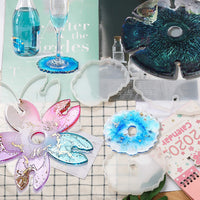 Moldes de resina para posavasos de resina, moldes de silicona de resina para manualidades, fabricación de botellas de vino en forma de flor, soporte de vidrio, bandeja, bastidores de Stemware, alfombrilla de tazón, decoración del hogar - Arteztik

