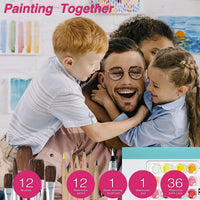 Bloque de colores 62 piezas de acuarela paquete de caja – Incluye | 36 piezas de acuarela para tarta | 12 juego de pinceles | 25 hojas de dibujo Pad | 12 piezas de acuarela juego de lápices | Suministros de arte para niños adultos suministros escolares - Arteztik
