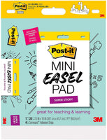 Post-it Super Sticky Mini caballete Pad 15 x 18 pulgadas, 20 hojas/almohadilla, 1 cojín, papel blanco Premium autoadherente, ideal para profesores virtuales y estudiantes (577SS) - Arteztik
