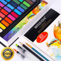 MISULOVE Juego de pintura de acuarela 36 colores premium en caja de regalo con almohadilla de papel de acuarela y cepillos de agua, perfecto para niños, adultos, principiantes, artistas, dibujar e ilustrar - Arteztik
