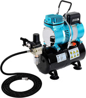 Master Airbrush 1/5 HP Cool Runner II Dual Fan Tank Air Compressor Kit Model TC-326T - Professional Single-Piston with 2 Cooling Fans, Runs Longer Without Overheating - Regulator Water Trap, Holder - Arteztik
