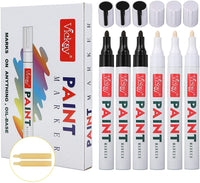 Rotulador para pintura de piedra, cerámica, metal, vidrio, juego de 6 rotuladores de punta media a base de aceite, tinta de alto volumen para proyectos de manualidades de secado rápido (3 negros + 3 blancos) - Arteztik
