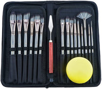 Transon Artist - Juego de 17 pinceles con organizador de pinceles para aceite, acrílico, acuarela, guache, pintura - Arteztik
