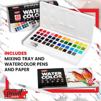 Paint Mark 48 Juego de pintura de acuarela con 2 rotuladores de pincel de mezcla, paleta de pintura de acuarela incluye 20 hojas de papel de color de agua y estuche de almacenamiento. - Arteztik
