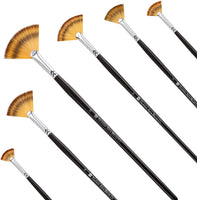 Juego de pinceles de pintura, juego de pinceles para abanico de artistas, brochas de madera largas para pintura, juego de pinceles para pintura al óleo, pintura acrílica, 3 piezas - Arteztik
