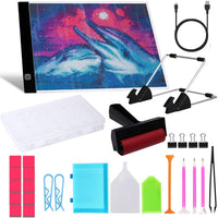 Bolsa protectora de mano para bloc de luz A4, accesorios de pintura de diamantes, funda para portátil con bolígrafos, rascador y placa de pintura de diamante - Arteztik
