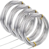 Alambre de aluminio plateado AConnet de 32.8 pies, calibre 14, alambre de metal flexible para hacer abalorios, joyas, manualidades, muñecas, esqueleto, manualidades (4 rollos, total de 131.2 pies) - Arteztik

