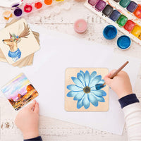 Jetika - Placas de madera sin terminar para manualidades y artes, cuadradas y redondas en blanco para bricolaje, piezas de madera natural para posavasos, azulejos, pintura, tallado, adornos (100 piezas) - Arteztik

