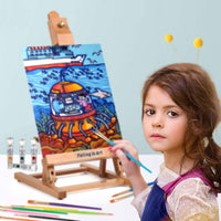 Juego de pintura para niños, kit de pintura con caballete de mesa con baba de arte, 12 acrílicos, 12 lápices de acuarela, 10 pinceles de pintura, 4 lienzos de 8 x 10, papel y más - Arteztik
