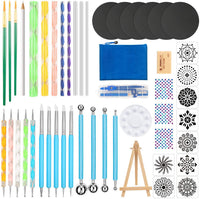 VIBIRIT 49pcs Mandala Dotting Tools, completo Mandala Dotting Herramientas Set con Mandala Plantilla/Dotting Tools/Brushes/Bandeja de pintura/Mini caballete para arcilla Pottery Craft, Pintura Rocas, Coloración, Arte Dibujo - Arteztik
