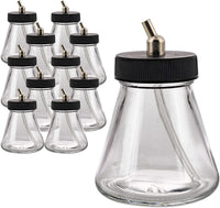 Master aerógrafo marca caja de 10-each tb-010 aspiradora 2.7-ounce, (80cc) botellas de vidrio con ángulo de 30 ° adaptador tapa tarros de montaje tapa adaptador dual-action sifón Air Brush Depot aerografía accesorios, funciona con Dual Action Master, Badg - Arteztik
