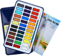 Juego de pintura de acuarela Falling in Art, 36 tartas de agua con cepillo de agua y almohadilla de papel - Arteztik

