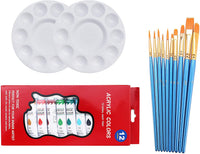 SKKSTATIONERY Juego de pintura para tela, 10 pinceles de pintura y paleta de metal y 12 colores de tela de pintura. - Arteztik
