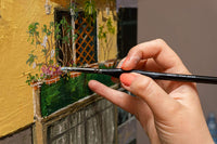 Juego de pinceles de pintura en miniatura de 7 piezas + 1 de DACO, juego de pinceles de pintura con mangos de madera ergonómicos, soporte para pinceles de pintura y bolsa de viaje, apto para pintura acrílica, aceite, acuarela, pintura por números para adu - Arteztik
