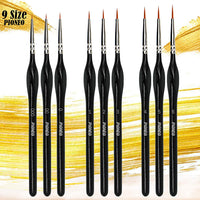 Juego de pinceles de pintura en miniatura para acuarela, acrílico, aceite, pestañas, copos de nieve y plumas finas, uñas, modelos de pintura (negro) - Arteztik
