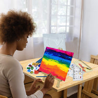 NIECHO - Juego de pintura acrílica para niños y principiantes, 28 piezas, kit de pintura artística con mini caballete de mesa, 3 lienzos, 10 pinceles, 12 pinturas, paleta y bolsa de transporte - Arteztik
