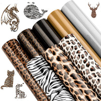 Whaline - Lámina de vinilo adhesivo de vinilo con estampado de leopardo, color negro, dorado, gris, HTV, para manualidades, Navidad, 8 hojas, 2 tamaños - Arteztik

