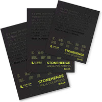 Stonehenge, 1 almohadilla de acuarela de Legion Aqua, 140 lb, prensa en frío, 8 por 10 pulgadas, papel negro, 15 hojas - Arteztik
