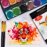 MISULOVE 6.1 x 8.7 pulgadas, almohadilla de papel de acuarela, prensado en frío, libre de ácidos, ideal para pintura de acuarela y medios húmedos, papel texturizado grande y cuaderno de bocetos, papel de arte para niños, 20 hojas blancas (140lb/300gsm) - Arteztik
