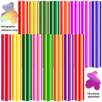 HIRALIY Hojas de vinilo holográficas permanentes paquete de 25 paquetes de 12.0 x 10.0 in, paquete de vinilo adhesivo para Cricut Silhouette Cameo suministros de manualidades con cintas de papel de transferencia herramienta de deshierba, para decoración d - Arteztik
