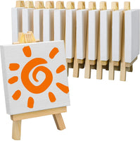 Set de caballete de lona de 3.0 x 3.0 in, tamaño grande, 12 unidades, pequeños paneles de lona blanco estirado y caballetes de madera para pintar manualidades, dibujo, decoración de regalo, proyectos de arte, manualidades, suministros de arte para niños - Arteztik
