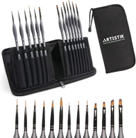 Kit de pintura en miniatura – (juego de 13) Micro detalles pinceles de pintura con estuche de transporte negro para pintar figuras de acción, modelos, arte de uñas, uñas de fantasía, acrílico, aceite, arte detallado, vidrieras y más - Arteztik
