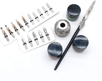 GC QUILL - Juego de bolígrafos de caligrafía de madera con 16 puntas de inmersión, 3 botellas de tinta y 1 soporte para bolígrafo, juego de caligrafía para principiantes - MU-04 - Arteztik
