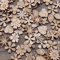 SUPVOX - 100 discos de madera con forma de flor sin acabar, adornos para manualidades - Arteztik

