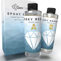 Kit de resina epoxi de 16 onzas de Genuine Crafts, transparente y perfecto para moldes de silicona, joyas, arte, revestimiento, vasos, y más, para usar con aditivos como purpurina, polvo de mica y pigmento líquido. - Arteztik
