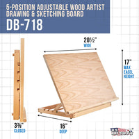 US Art tabla de madera ajustable para dibujo artístico y esbozos. - Arteztik
