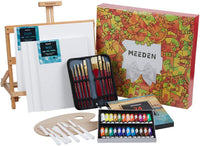 MEEDEN - Juego de 46 piezas de pintura al óleo con caballete de madera de haya, tubos de pintura al óleo de 0.4 fl oz x 24 y todos los suministros adicionales, perfecto para principiantes, estudiantes y niños - Arteztik
