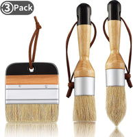 3 pinceles de cera y tiza para pintar con cerdas para muebles de madera, decoración del hogar, incluyendo pinceles de pintura con punta plana y redondos. - Arteztik
