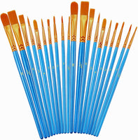 Juego de pinceles de pintura, 2 paquetes de 20 cepillos de nailon para el pelo para acrílico, punta redonda, pintura al óleo, acuarela, artista profesional, pinceles de pintura, kits de pintura de calabaza de Halloween, suministros para manualidades - Arteztik

