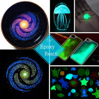 HEMOER 12 colores brillan en la oscuridad pigmento en polvo, 0.7 oz/botella de polvo de mica luminoso perfecto para resina epoxi seguro no tóxico fluorescente para slime, uñas, pintura acrílica, Halloween, arte fino y manualidades - Arteztik
