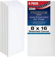 U.S. Art Supply - Lienzo estirado de 7.9 x 15.7 in, 12 onzas, imprimado, paquete de 6, profesional blanco en blanco de 0.7 in, perfil pesado, Gesso sin ácidos, paquete a granel, pintura, vertido de acrílico, pintura al óleo - Arteztik
