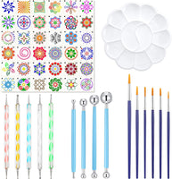 Juego de 52 herramientas de punteado de mandala, kit de herramientas de pintura de mandala, incluye plantilla de puntos, bandeja de pintura, pinceles para pintar rocas, arcilla de cerámica, manualidades, colorear, dibujo, pintura de uñas. - Arteztik

