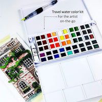 SCHPIRERR FARBEN Art Supplies - Juego de acuarelas para viaje (48 acuarelas, 20 hojas de papel de acuarela de 8.11 oz/m², 2 pinceles de acuarela, 1 paleta de acuarela de mezcla) - Arteztik
