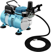 Master Airbrush 1/5 HP Cool Runner II Dual Fan Air Compressor Kit Model TC-320 - Professional Single-Piston with 2 Cooling Fans, Longer Running Time Without Overheating - Regulator Water Trap, Holder - Arteztik
