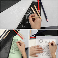 Juego de papel de transferencia blanco, 100 unidades de papel de copiado de carbono blanco y negro de transferencia de carbono con lápices de gofrado, herramientas de trazado de bocetos para dibujo, bocetos en papel, madera y vidrio - Arteztik
