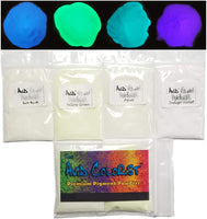 Paquete de variedad de polvos brillantes; 11 colores de polvo que brillan en la oscuridad; polvo de aluminio de estroncio encapsulado que brilla en la oscuridad; para resina, slime, esmalte de uñas, recubrimientos (4 paquetes de brillo neutro). - Arteztik
