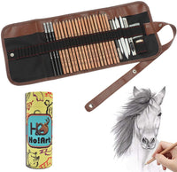 Juego de lápices de dibujo, Ho! Kit de dibujo artístico de 30 piezas, lápices de grafito, lápices de carbón, bolígrafo borrable de papel, gomas de borrar, bolsa de lona para manualidades, regalo perfecto para niños, adolescentes, adultos, artistas princip - Arteztik

