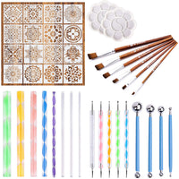 41 piezas Mandala Dotting Tools Set, Mandala Rocks Painting Kits incluyendo 16pcs Mandala Plantillas para Rocks Painting, Nail Dotting, Drawing y Drafting Art Supplies - Arteztik
