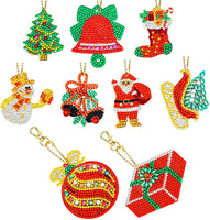9 piezas de Navidad DIY Diamante Llavero 5D DIY Diamante Pintura Llavero de Navidad Rhinestone Artesanía - Arteztik
