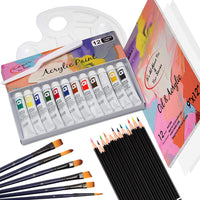 Juego de pintura acrílica de acuarela, 33 piezas de arte de dibujo, suministros de arte con almohadilla de papel, pinceles, paleta, ideal para artistas, estudiantes, principiantes, aficionados y niños - Arteztik
