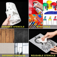 Plantillas de Navidad para pintar con plantilla de plástico, reutilizables, para árbol de Navidad, plantilla de dibujo para rociar pintura en puerta de madera, decoración de bricolaje - Arteztik
